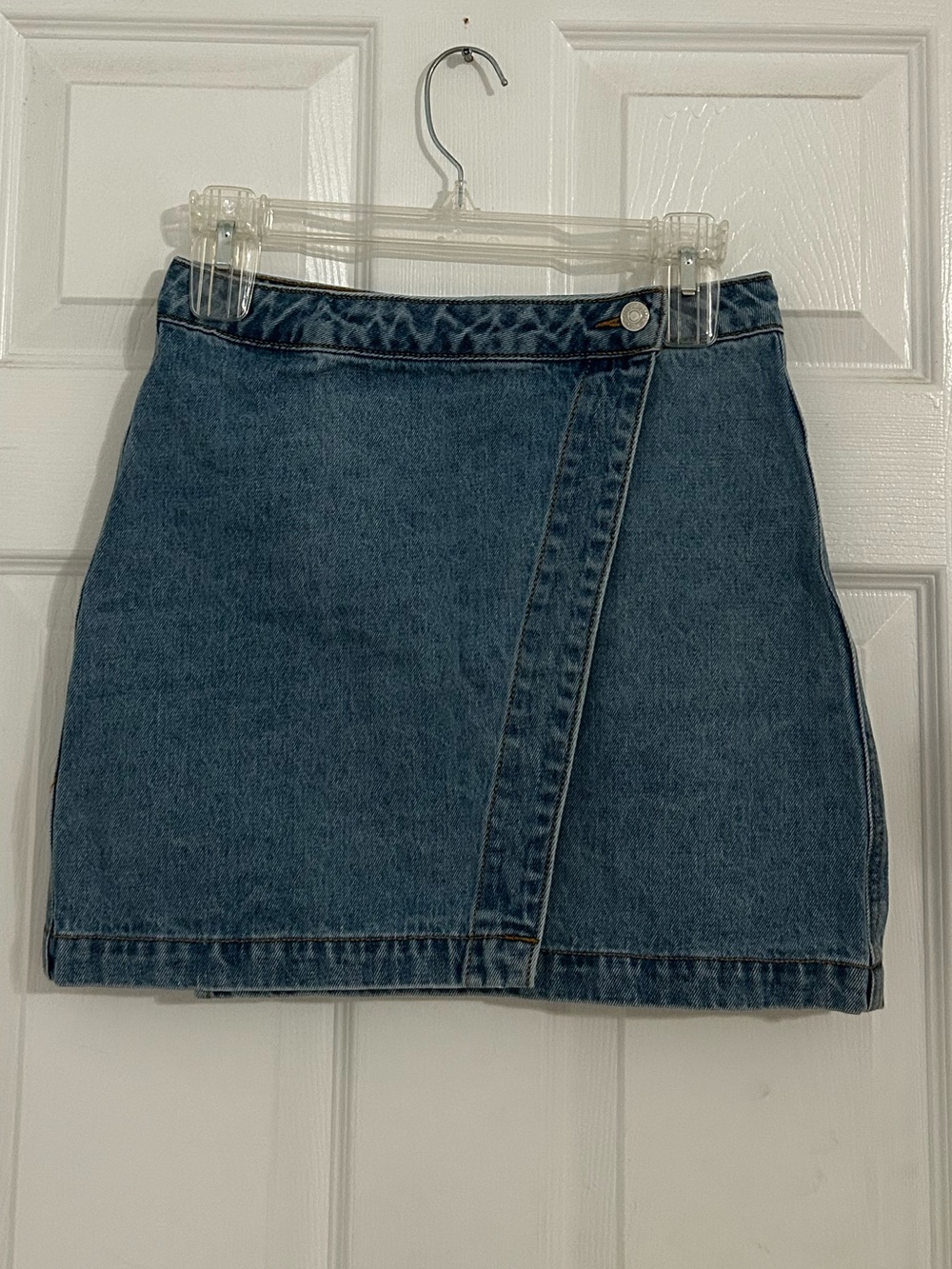 Forever 21 Blue Denim Asymmetrical Wrap Mini Skirt Sz S